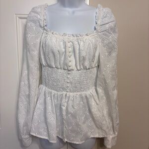 SHEIN Embroidered Lace Peplum Top